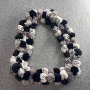 Marcus Adler New York Genuine Rabbit Fur Pom Pom Infinity Scarf Black Grey White